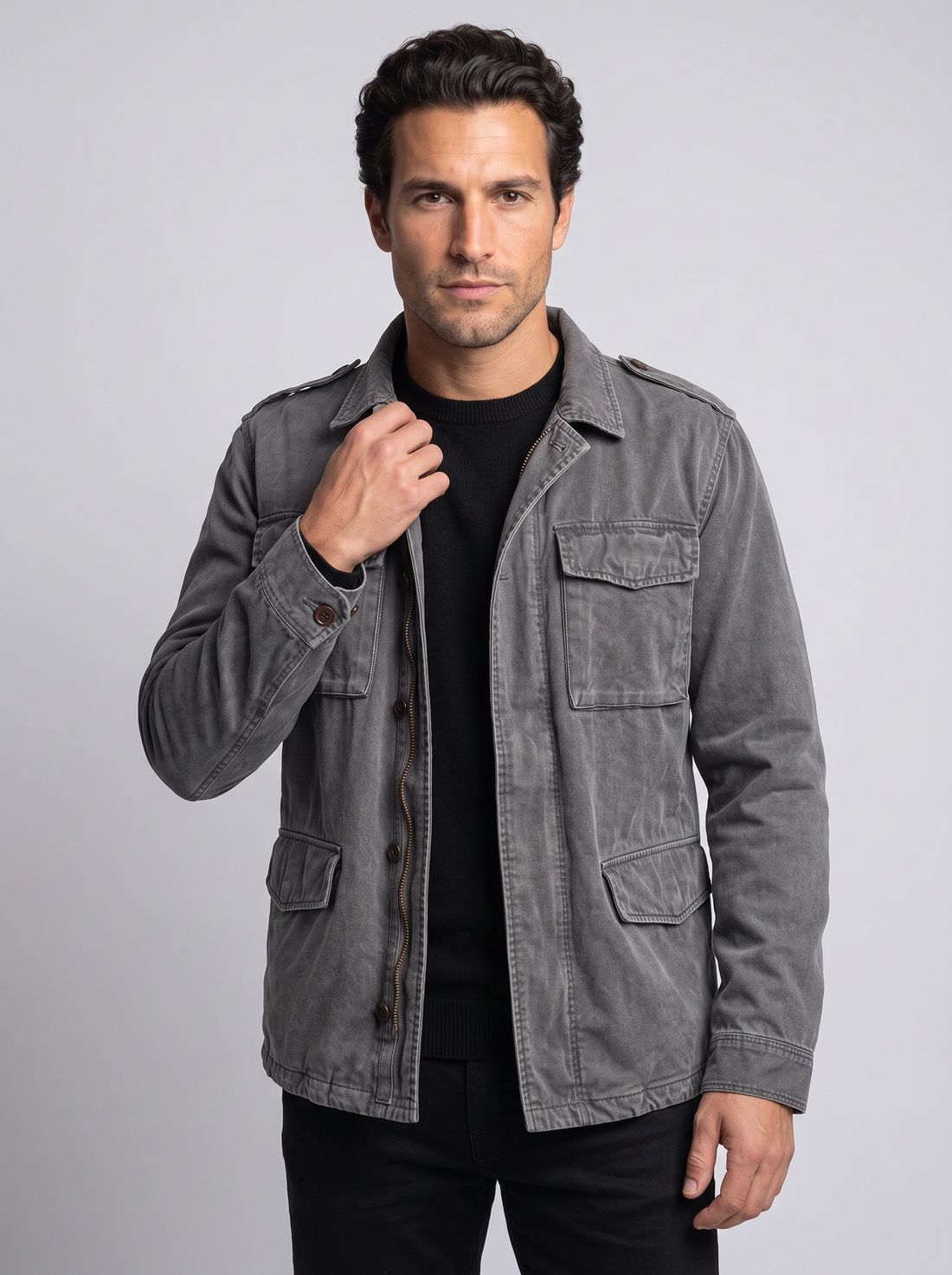 Men's vintage military field jacket in grey