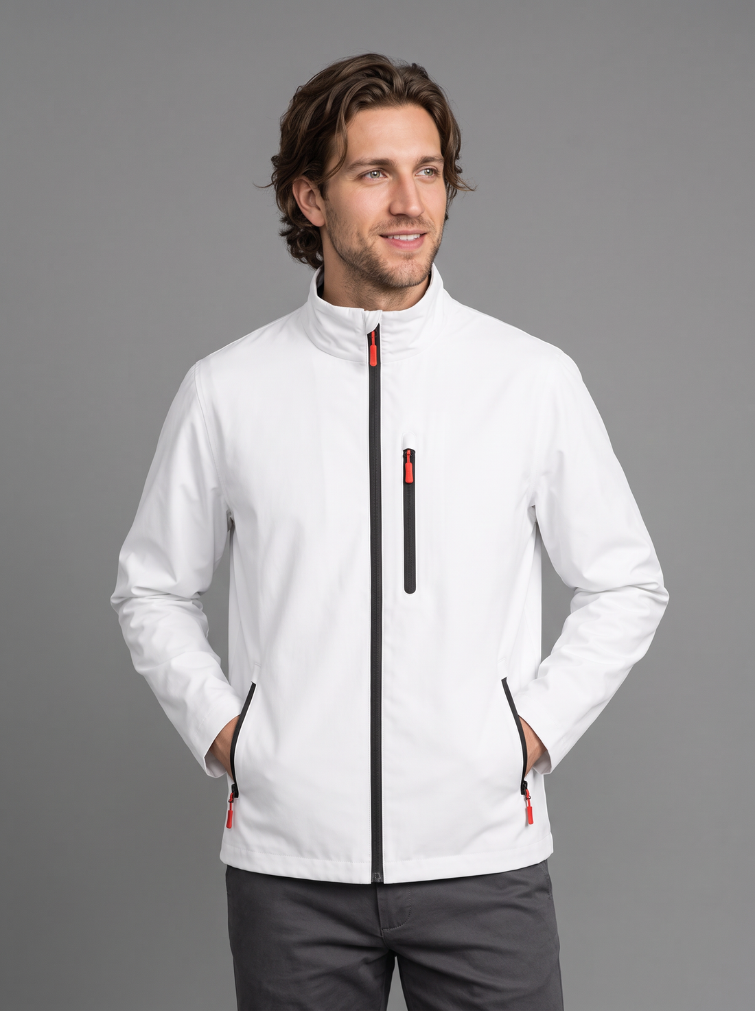 Men's waterproof rain jacket in white