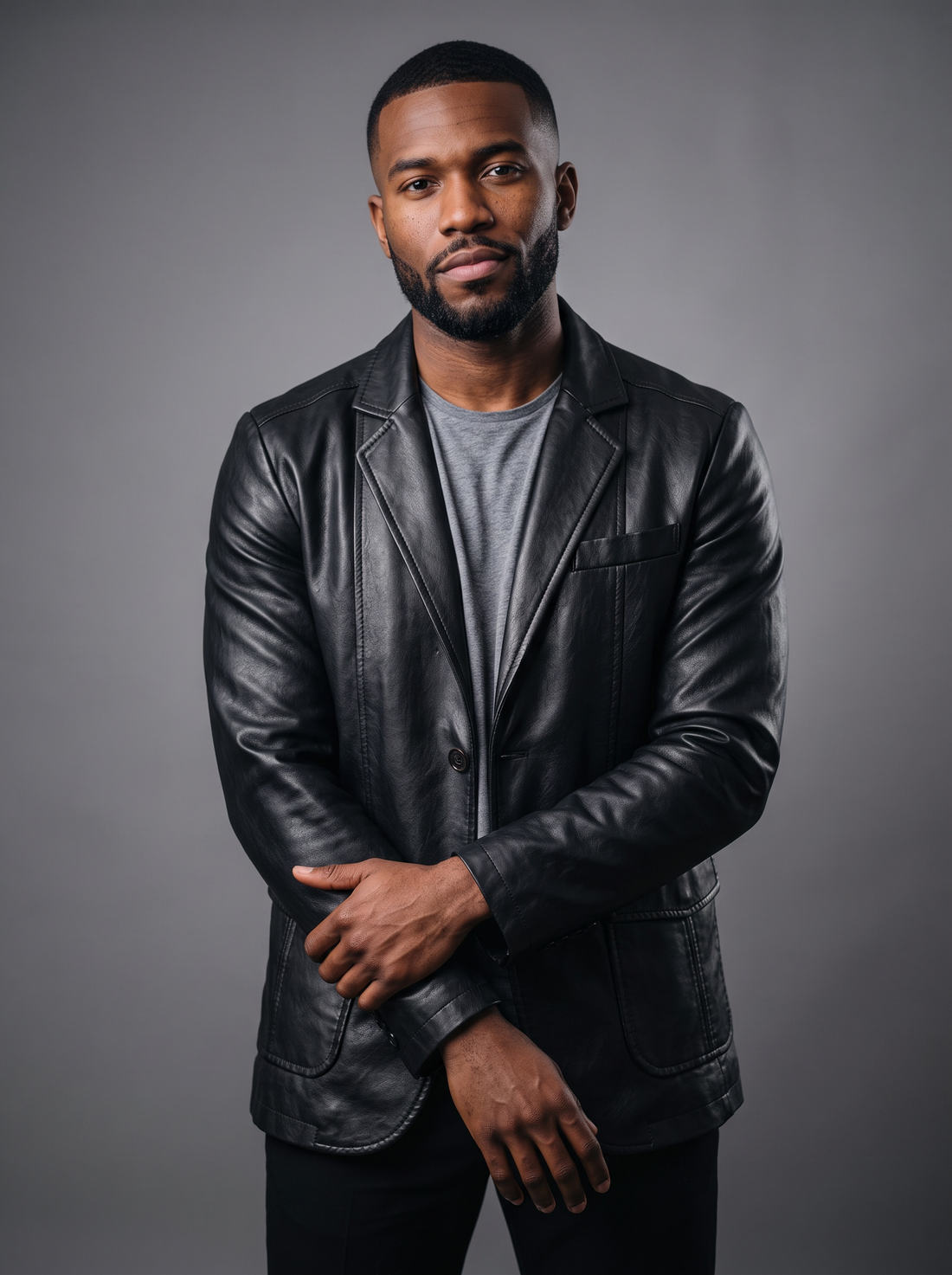 Men's leather jacket in black