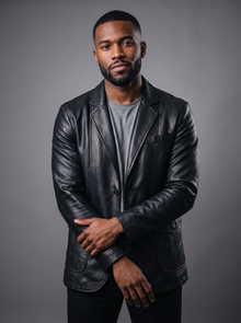 Men's leather jacket in black