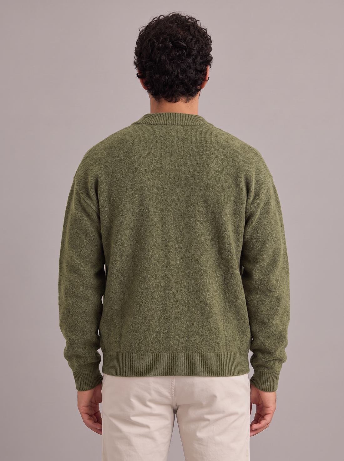 Men's Cardigan in Green – back view