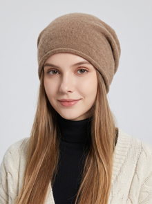 Women's Beanie in Camel – front view