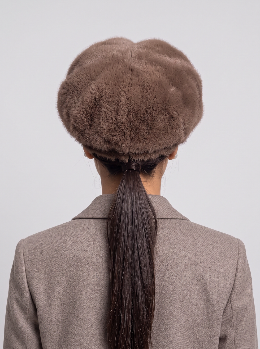 Women's Faux Fur Hat in Brown – back view