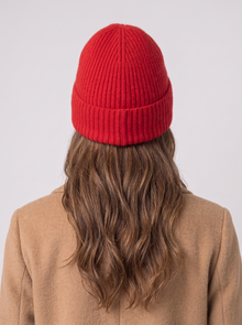 Women's Beanie Hat in Red – back view