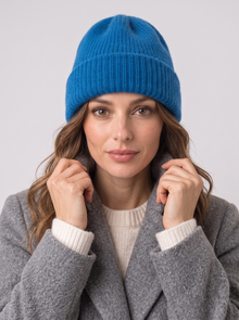 Women's Beanie Hat in Peacock Blue