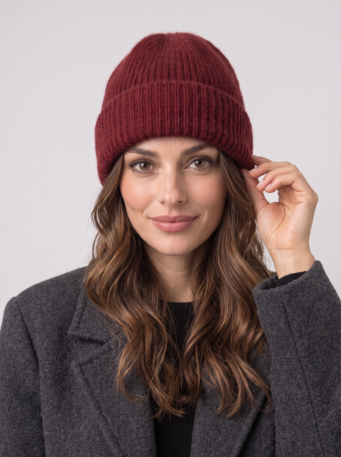 Women's Beanie Hat in Burgundy