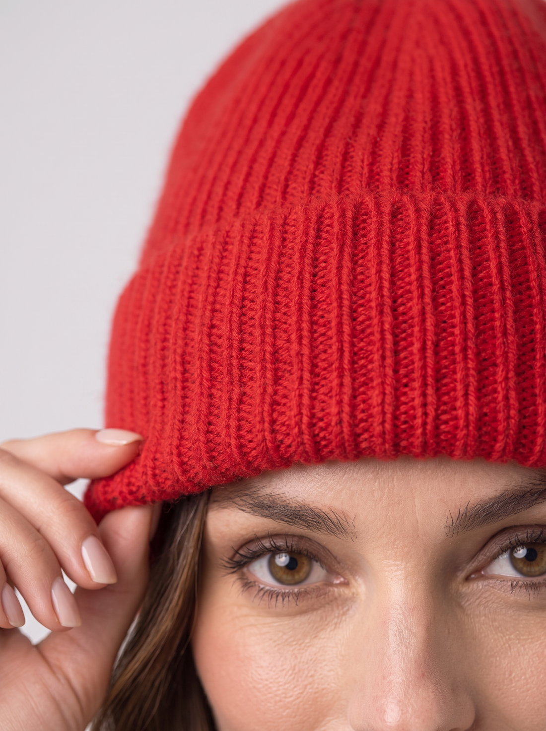 Women's Beanie Hat – ribbed knit and cuff close-up
