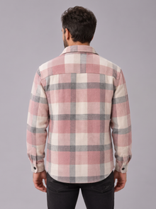 Men's Check Overshirt in Red – back view