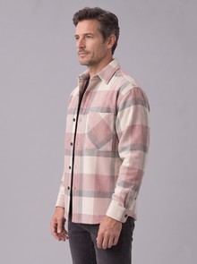 Men's Check Overshirt in Red – side view