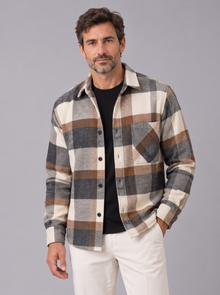 Men's Check Overshirt in Brown