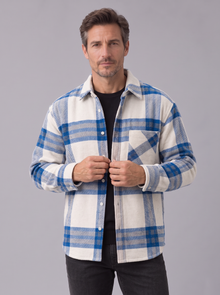 Men's Check Overshirt in Dark Blue