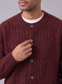 Men's Cable Knit Cardigan – cable knit and buttons close-up