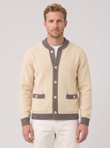 Men's Cardigan in Ivory – front view