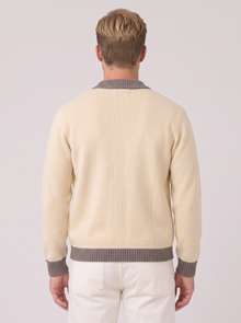 Men's Cardigan in Ivory – back view