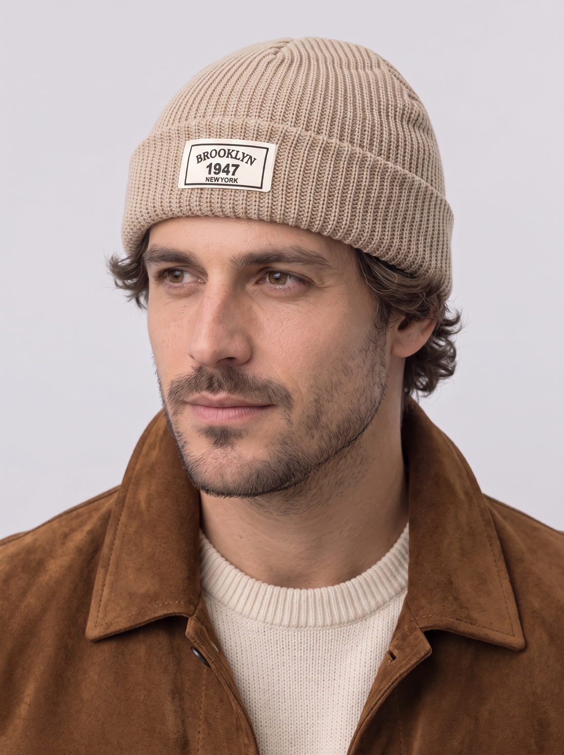 Men's Fisherman Beanie in Beige