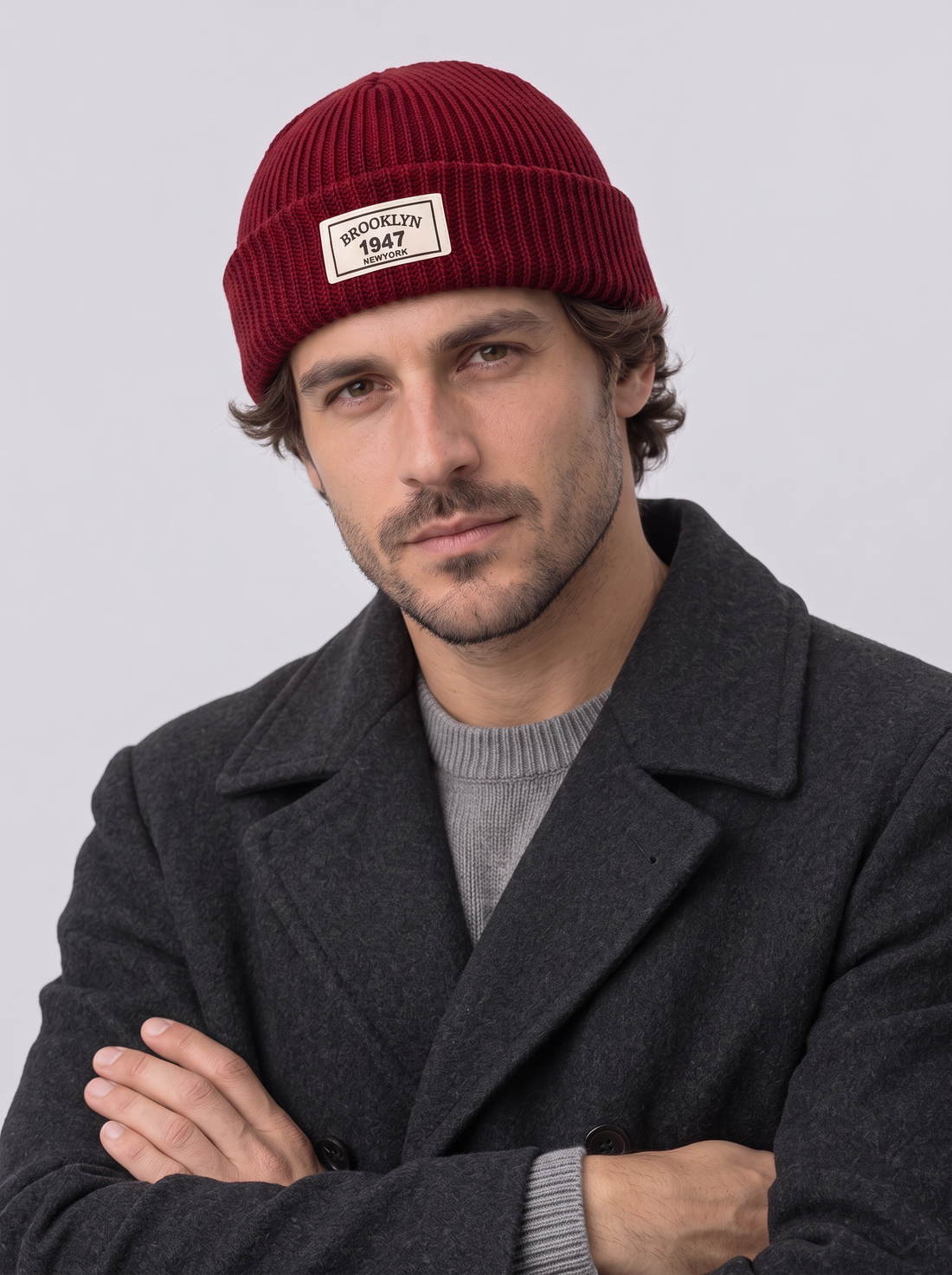 Men's Fisherman Beanie in Burgundy