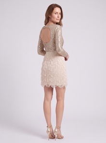 Sequin feather mini dress – back view