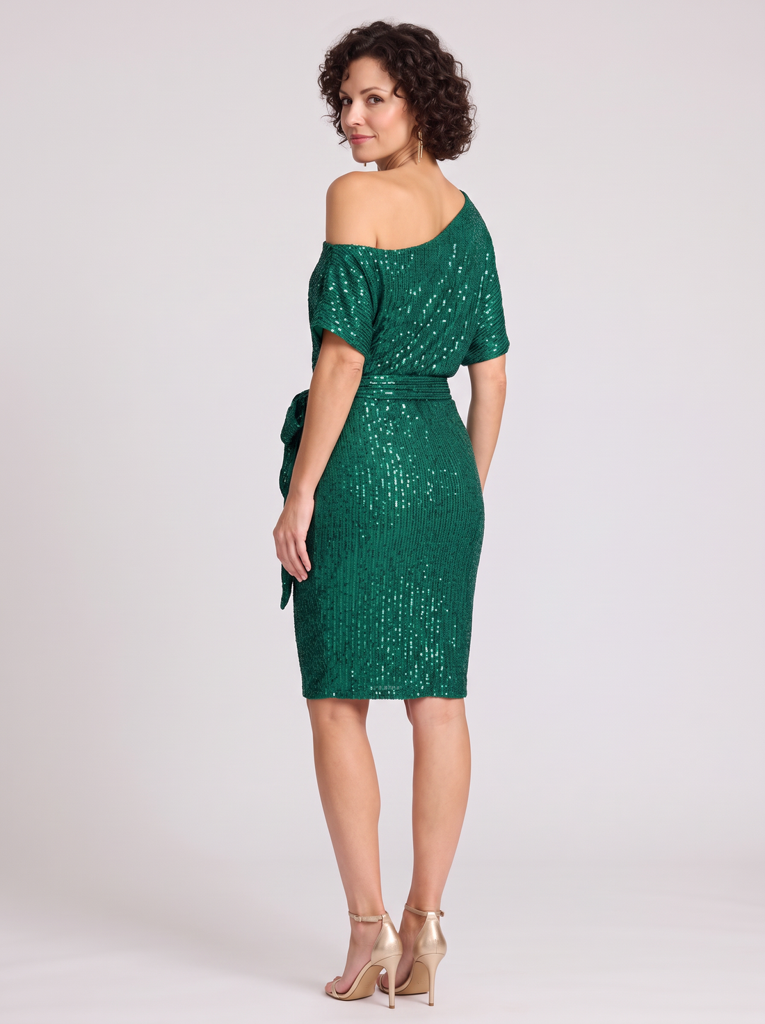 Off shoulder sequin dress – back view