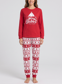 Red Christmas pyjama set – full length front