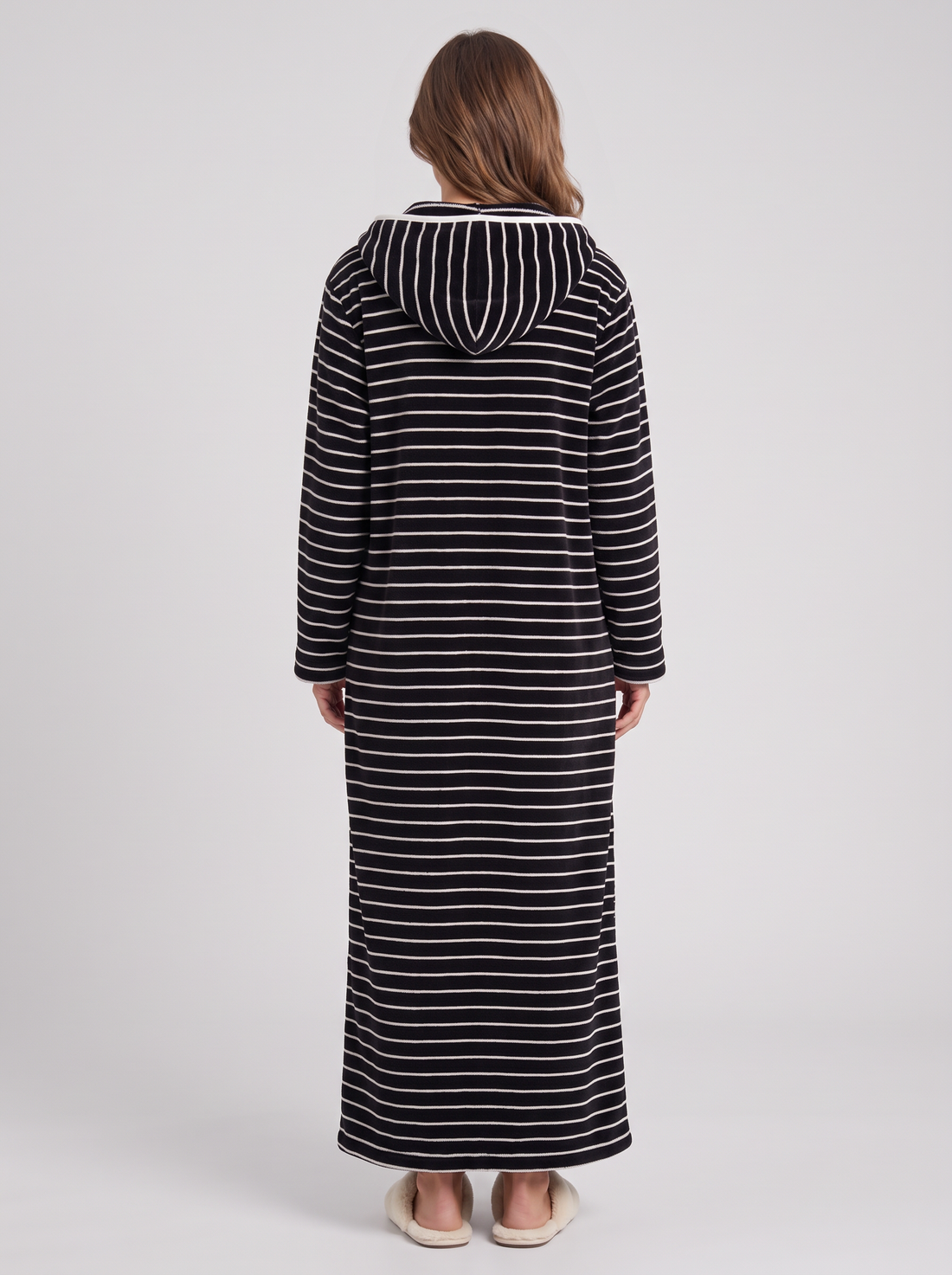 Hooded fleece robe – back view