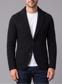 Men's black two-button blazer