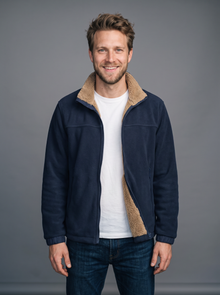 Men's navy sherpa fleece jacket