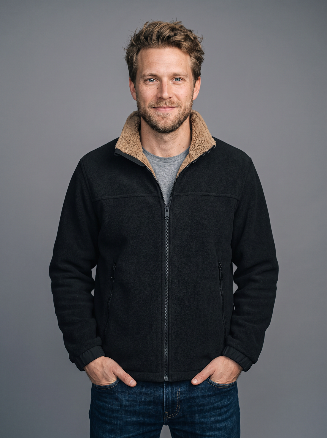 Men's black sherpa fleece jacket