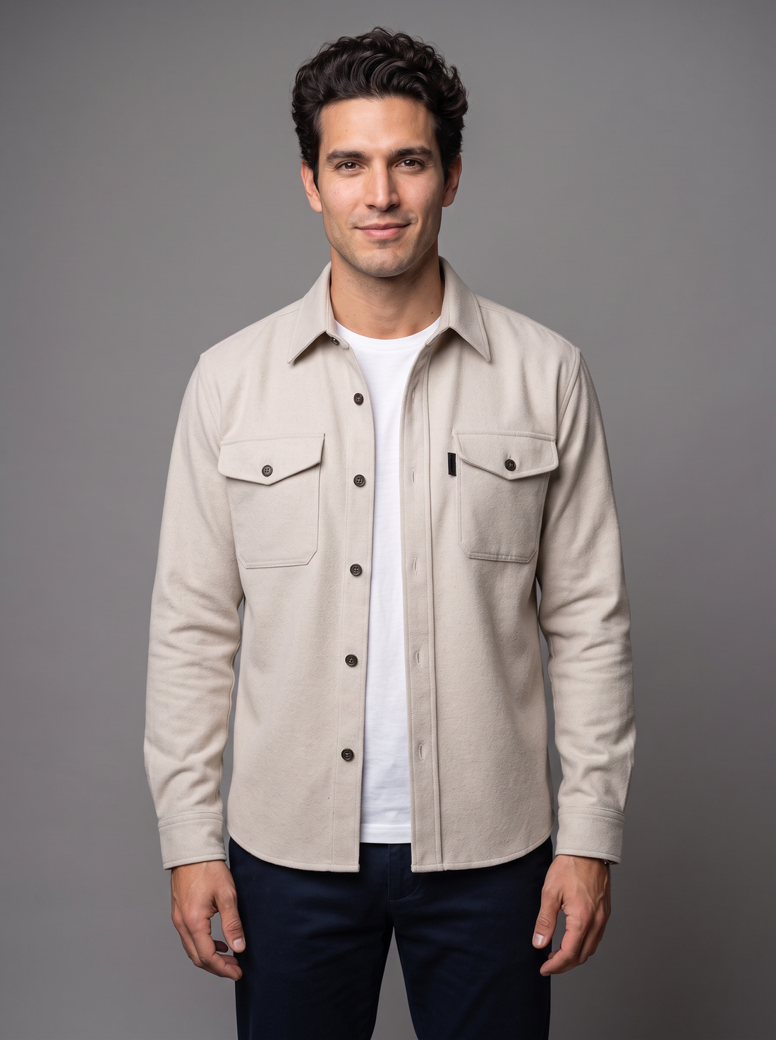 Men's stone slim fit overshirt