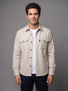 Men's stone slim fit overshirt