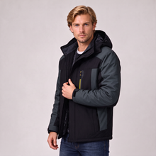 Men's black insulated hooded winter jacket
