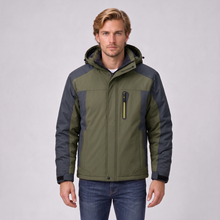 Men's green insulated hooded winter jacket