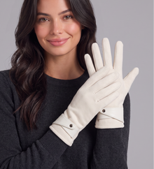 Beige women's fleece-lined touchscreen gloves