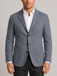 Men's Herringbone Blazer in Grey – front view