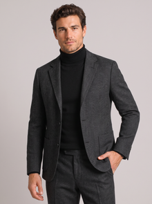 Men's Herringbone Blazer in Black – front view