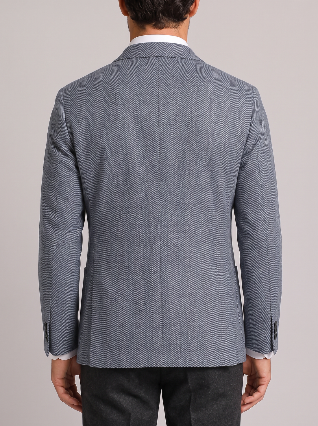 Men's Herringbone Blazer in Grey – back view