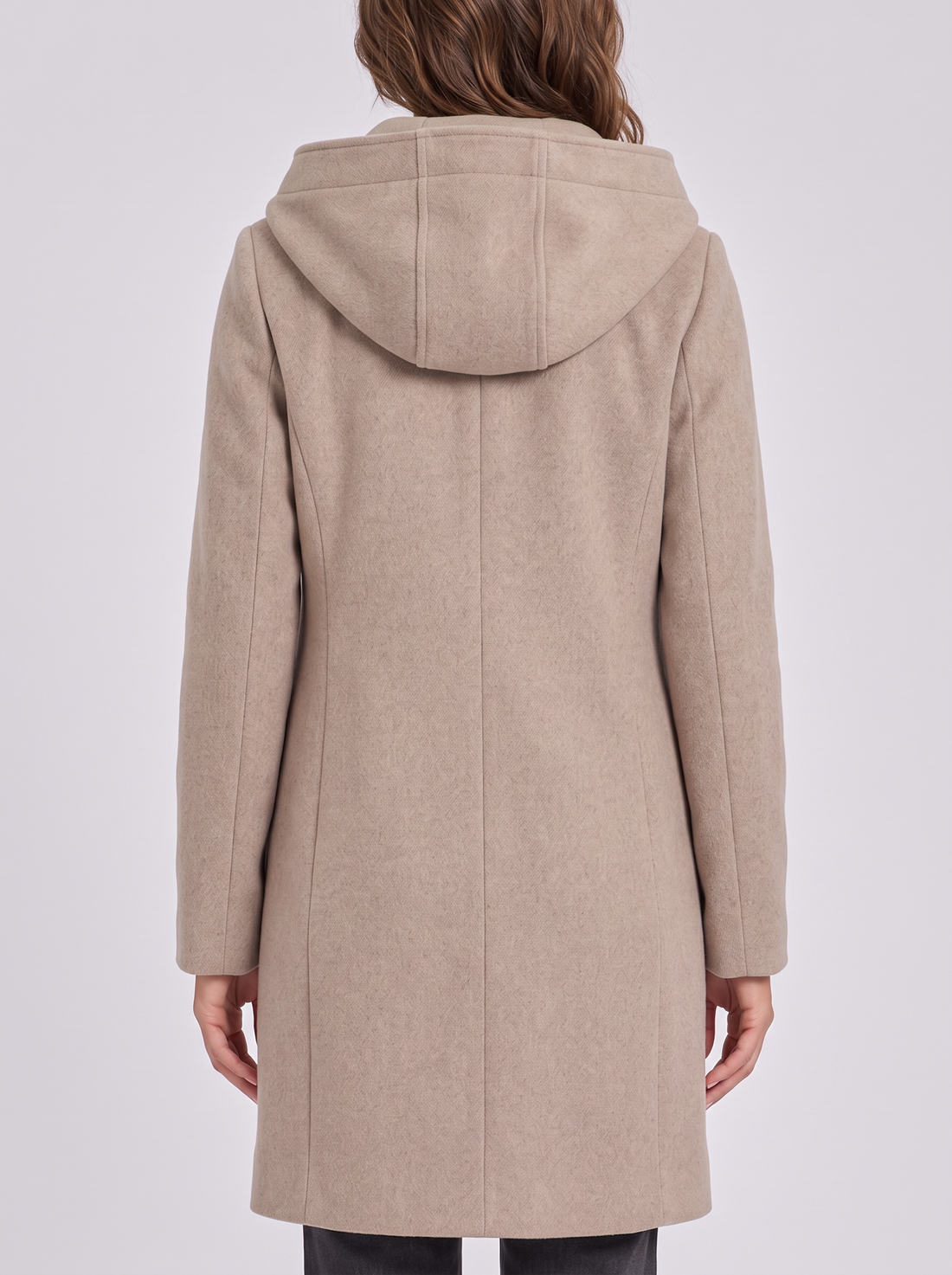 Women's Wool Coat in Brown – back view