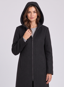 Women's Wool Coat in Black – front view