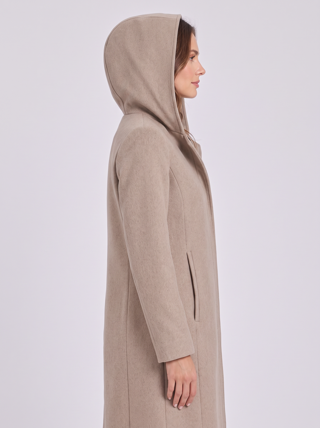 Women's Wool Coat in Brown – side view