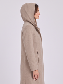 Women's Wool Coat in Brown – side view