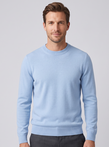 Men's Merino Wool Jumper in Sky Blue – front view