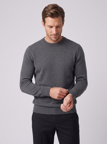 Men's Merino Wool Jumper in Dark Grey – front view