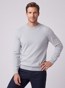 Men's Merino Wool Jumper in Light Grey – front view