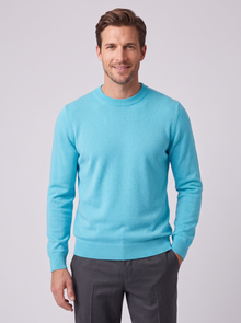 Men's Merino Wool Jumper in Turquoise – front view