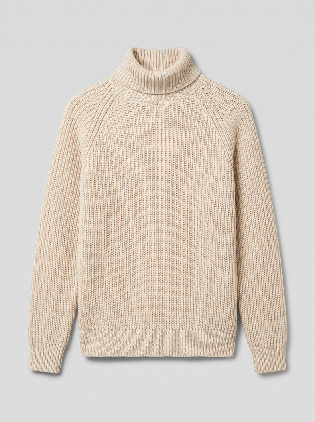 Men's Turtleneck Jumper in Beige – product front view