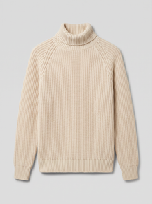 Men's Turtleneck Jumper in Beige – product front view