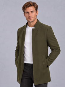 Men's Overcoat in Green – front view