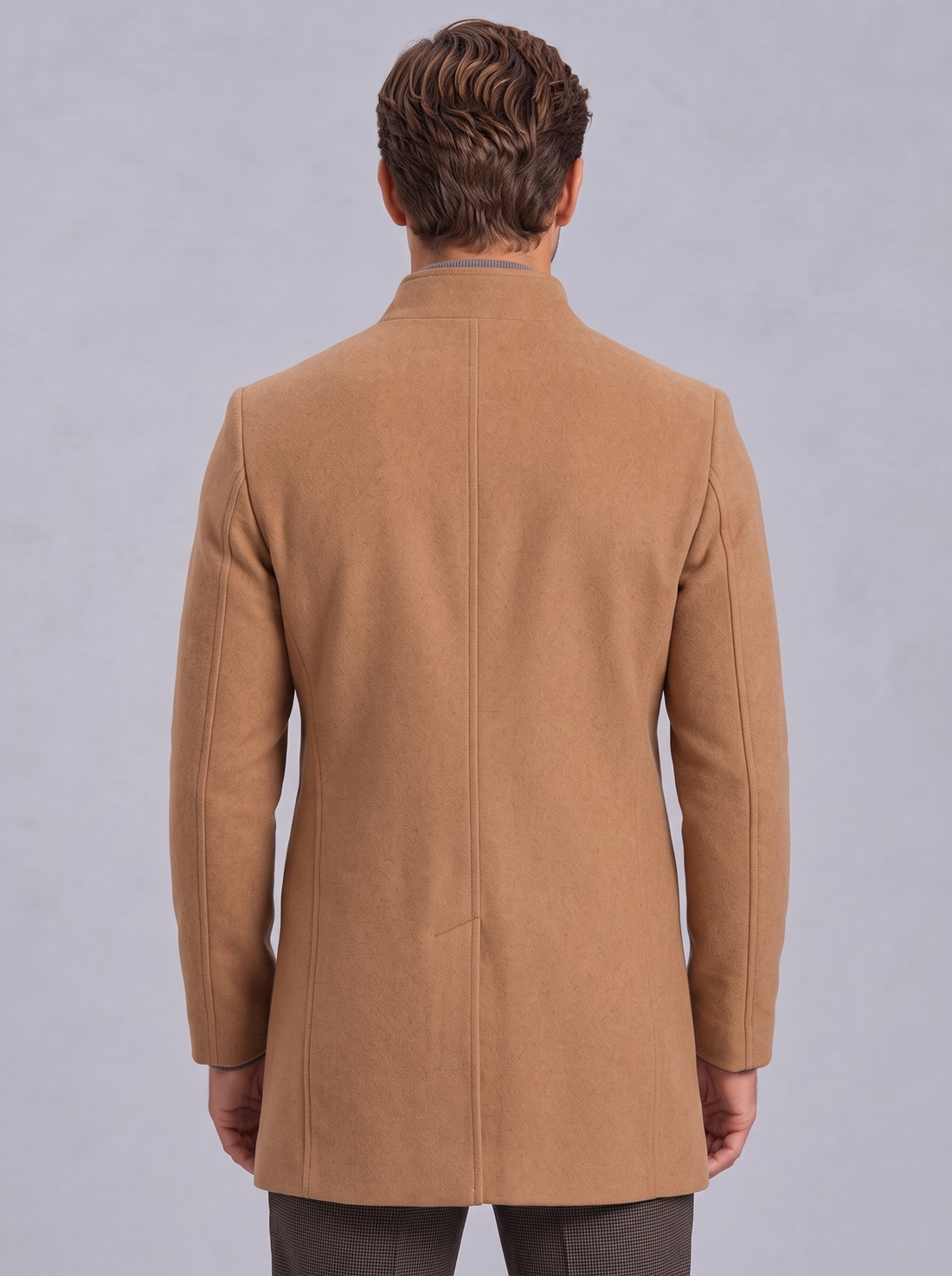 Men's Overcoat in Brown – back view