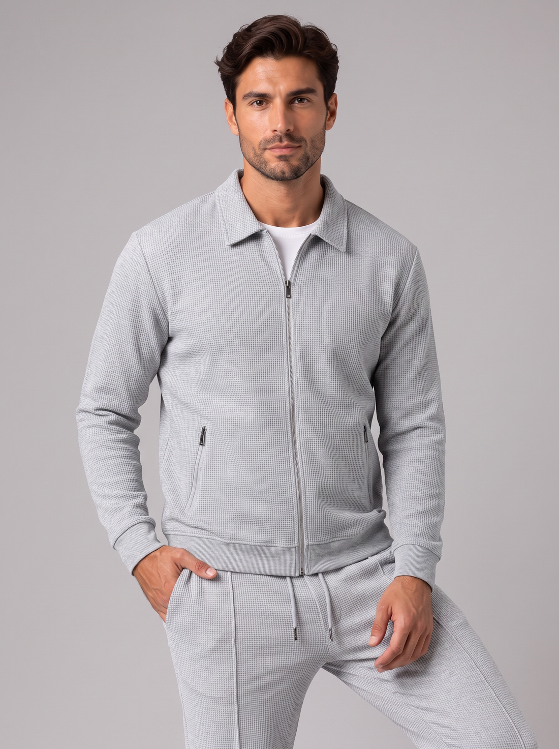 Men's Tracksuit Set in Grey – front view
