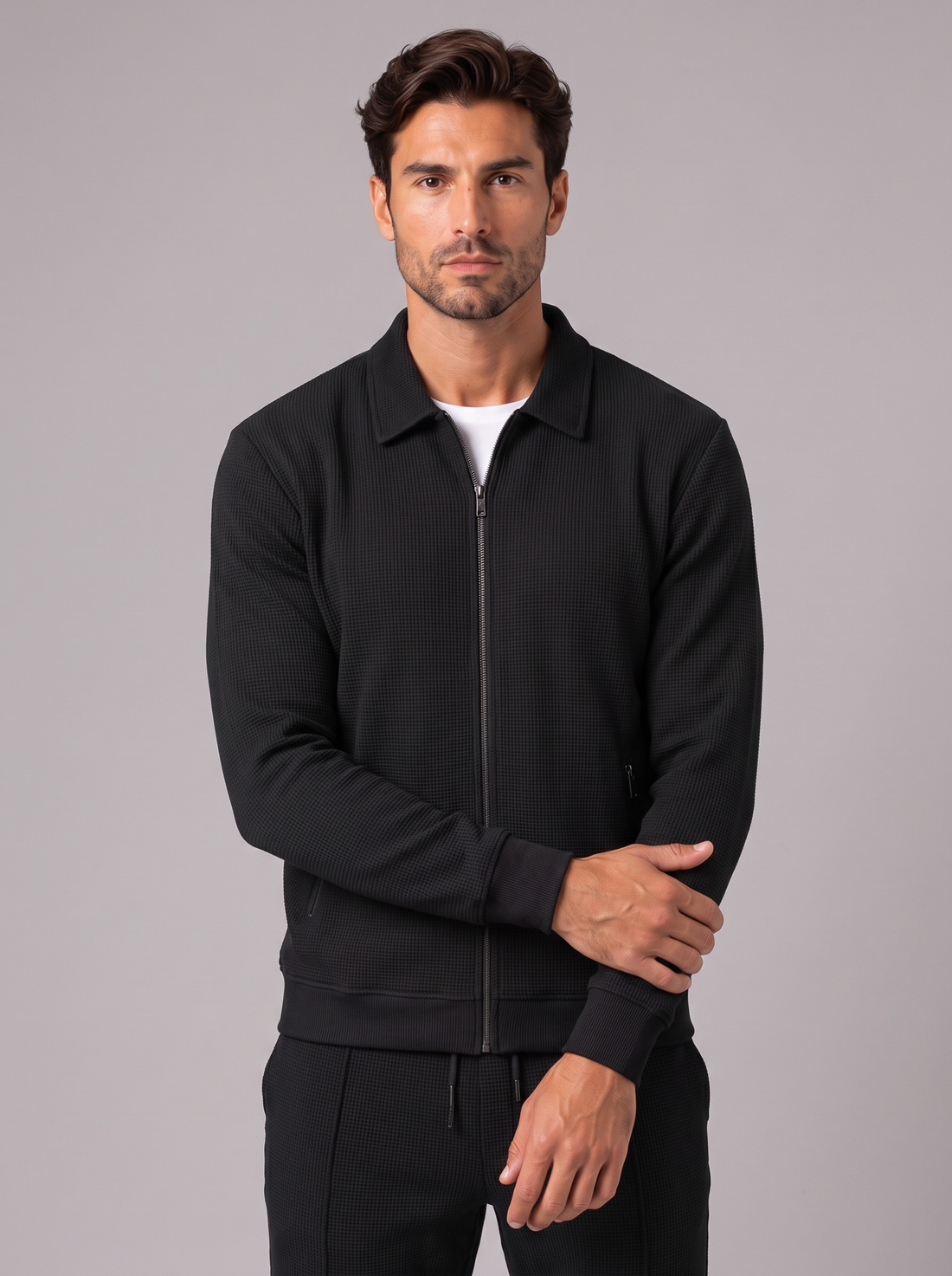 Men's Tracksuit Set in Black – front view
