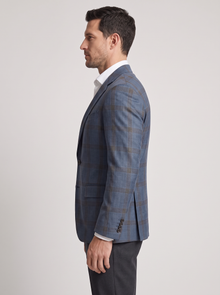 Men's Check Blazer in Blue – side view